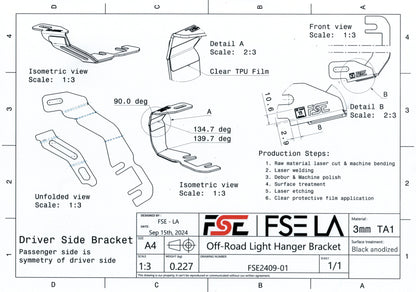 FSE Titanium 2024+ Ford Ranger (6th Gen) Off-Road Light Hanger Bracket image 14